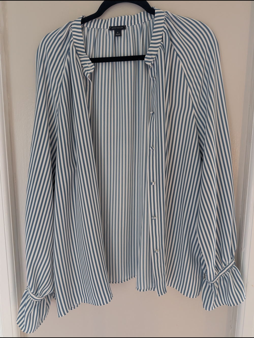 Striped Button-Front Men's Shirt - Blue & White